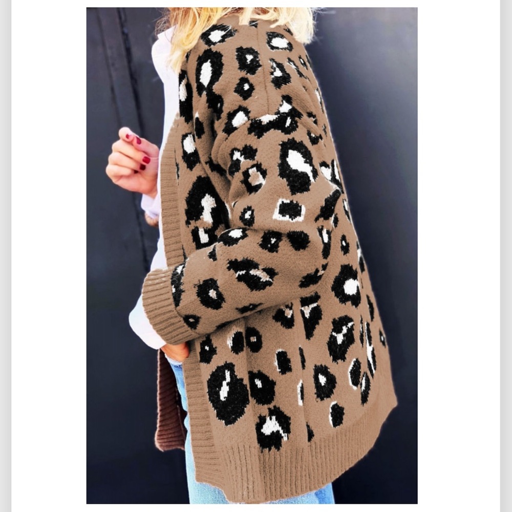 Leopard Print Knit Cardigan - Picture 5 of 8